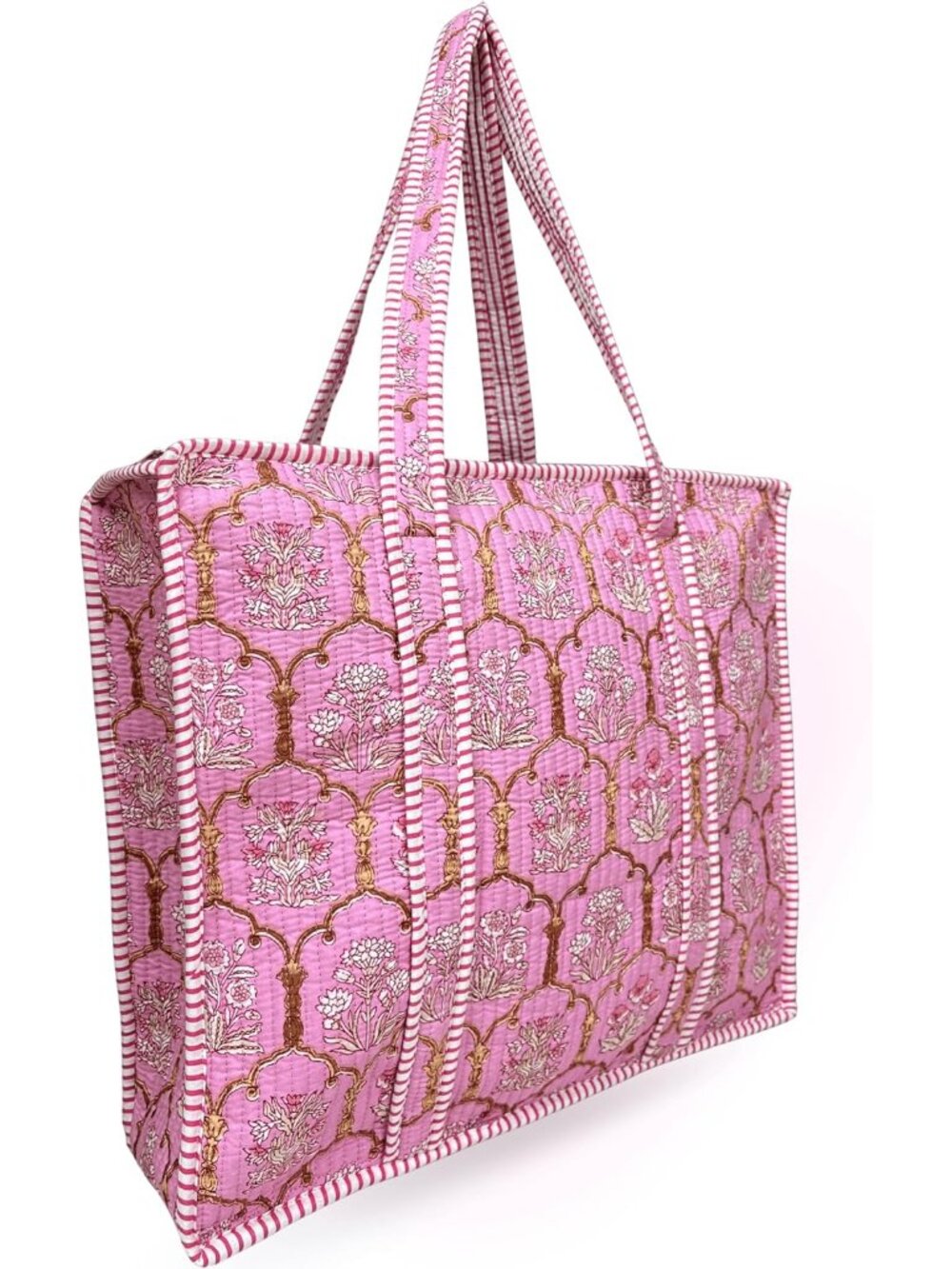 100% Cotton Quilted Tote Bag For Women 18x16– Large Zipper Reusable Beach Bag &